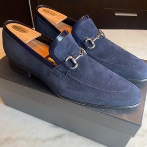 Pelle Line Blue Suede Loafers